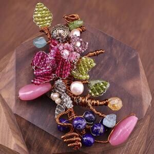 *sold ebay* Mindy Lam Swarovski Crystal Flower Copper Wire Brooch